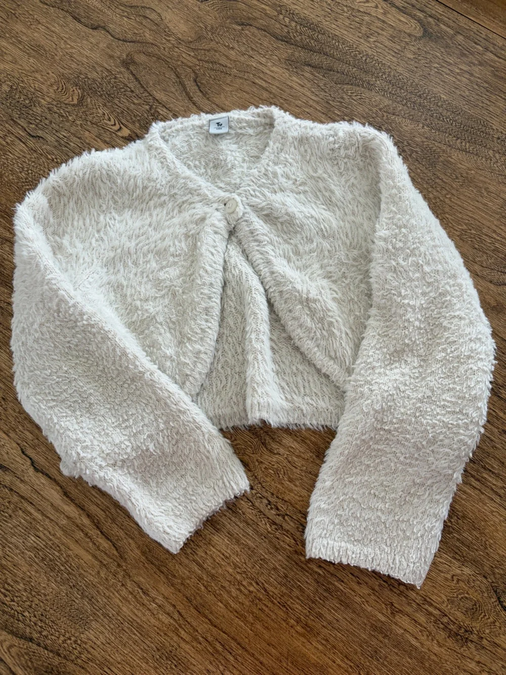 8 girls fuzzy bolero cardigan long sleeve sweater fur cream color by TU